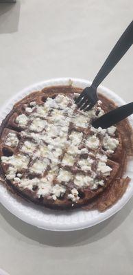 Delicious cottage cheese topping on a nutritious protein waffle