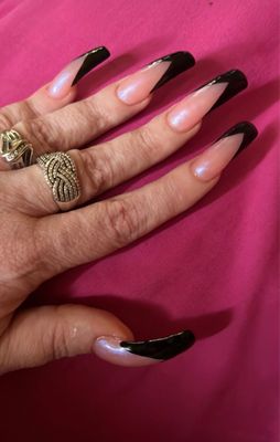 Acrylic nails with French gel manicure