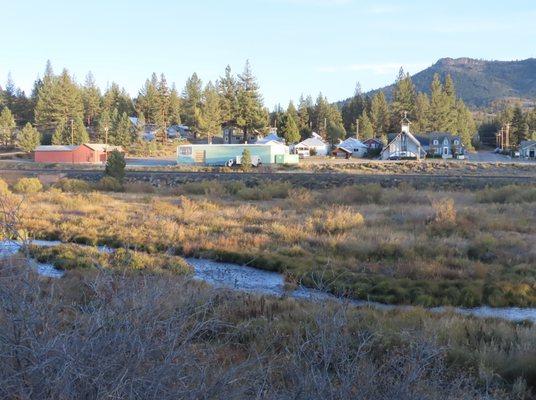 The view of the river and town from the trail