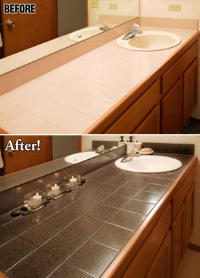 Tile vanity refinishing