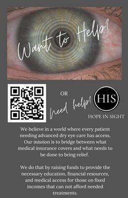 Do you Want to Help others with Dry Eye?
 Learn more at www.HopeInSight.org