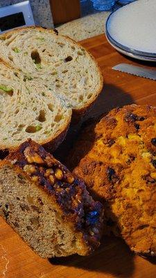 Irish Soda Bread, Olive Sourdough, Banana Spelt Bread