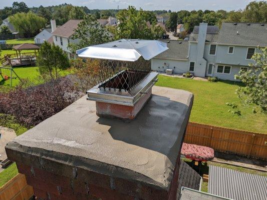 New masonry mortar crown and a new stainless steel cap.