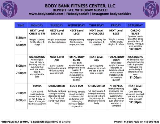 Group Fitness Class Schedule