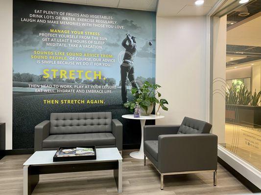 The sitting area of Stretch Zone Kenilworth