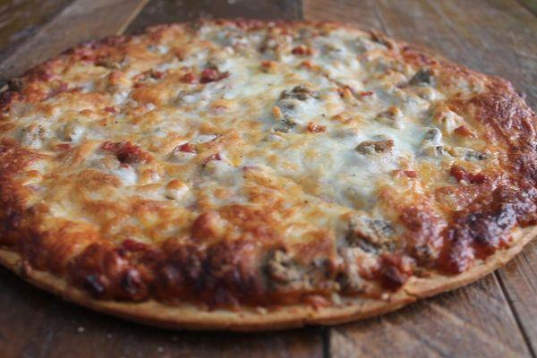 Sausage, pepperoni and cheese pizza from Wicked Pizza Company in Saint Paul, Minnesota.