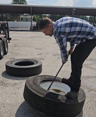 Changing Semi tire