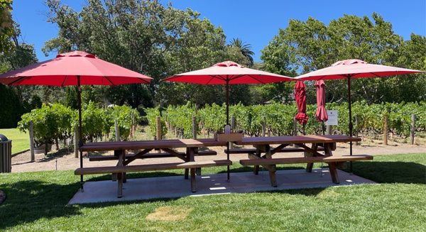 Outdoor seating area where patrons can bring their own lunches