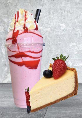 Protein shake and delicious cheesecake