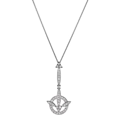 For those Longhorn fans! A stylized design in diamonds and 14kt white gold. This pendant also has matching earrings. Stop by and see