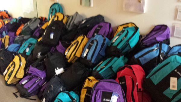 Backpacks packed and personalized for each student