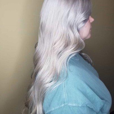 Ashy blonde with silver tone by Jessica