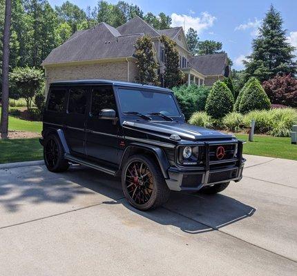 This Matte Black Mercedes G class received our Copper Service!