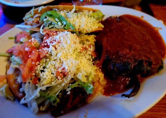 Taco, Toastada, Chili Relleno - plate 2 of El Combo