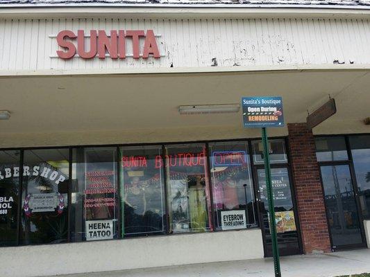 Front of her store the plaza is currently going through remodeling