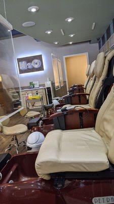 Shields along massage chairs for extra precaution in the age of covid