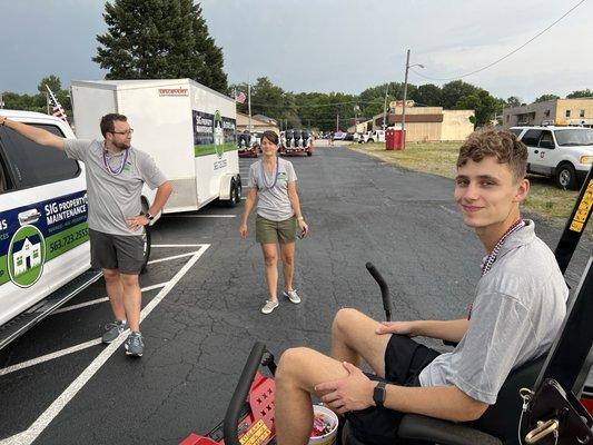 Preparing for the July 4th parade in Bettendorf IA