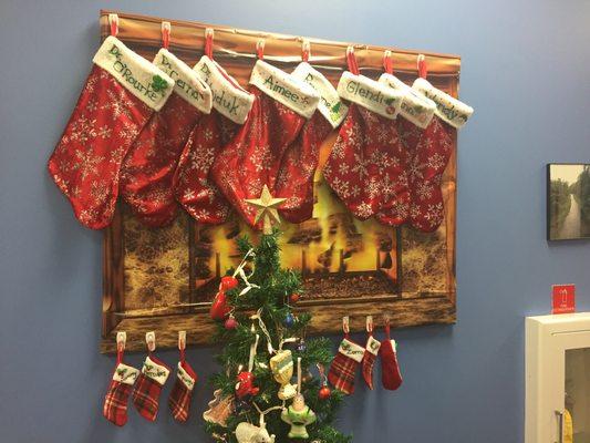 All of our stockings are already hung by the chimney with care !