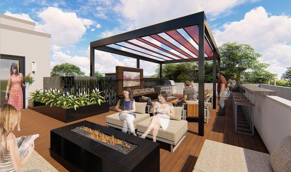 Rooftop Terrace with Outdoor BBQ & Tv