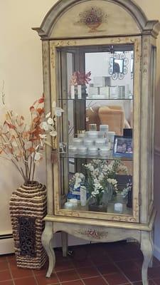 Skincare curio cabinet