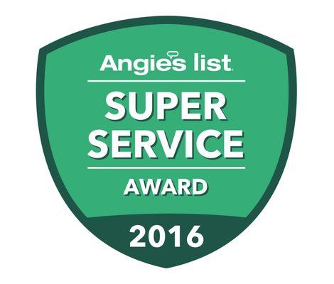 At Your Service Roofing is proud to have won the Angie's List Super Service Award 2016