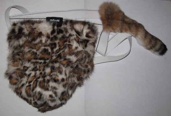 Rabbit fur jock strap with custom added bobcat tail