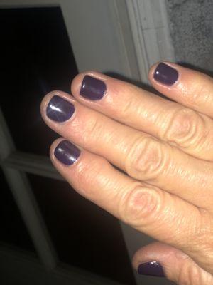 my nails the first time I saw Tammy. beautiful short and thin( not thick) lasted 2.5 weeks