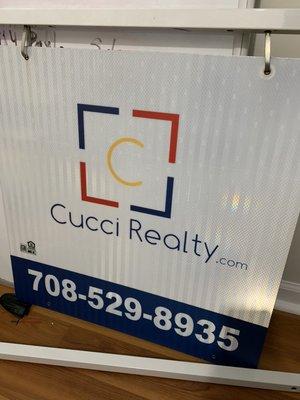 Cucci Realty Reflective Aluminum Yard Sign