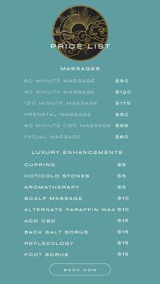 The price list.... I do offer special deals here and there.