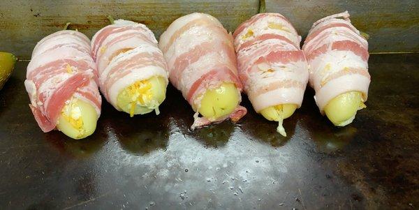 Bacon wrapped stuffed peppers