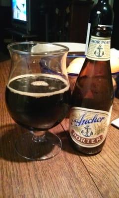 Anchor Porter, from Anchor Brewing Company, San Francisco, CA. Dark, but smooth flavors. Good sipping beer.