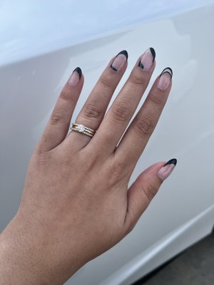 Black and nude abstract design nails by Christy