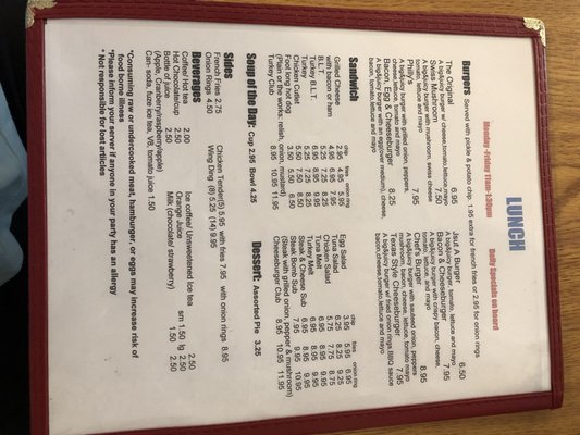 The menu side 2