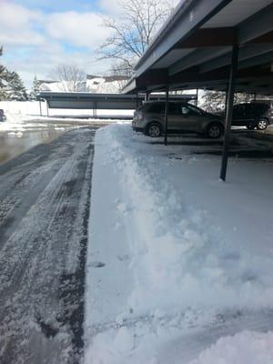 This happened to be not very heavy snow, but you can cleary see the "one pass" plow.