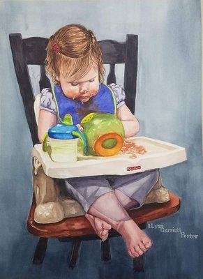 Watercolor portrait "The Last Noodle"