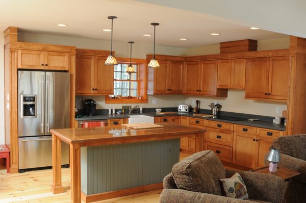 Custom-built cabinets with a Pennsylvania Bluestone countertop