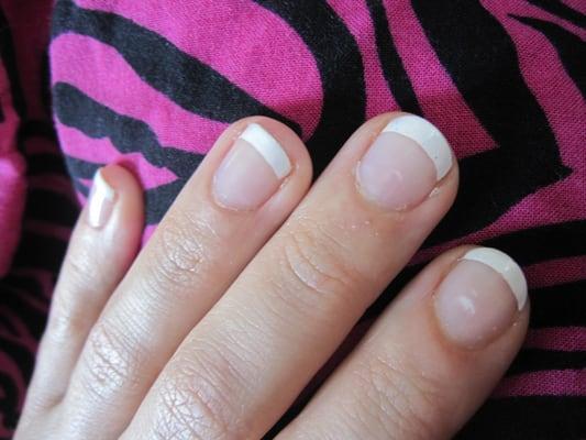 Natural nails with a french manicure.