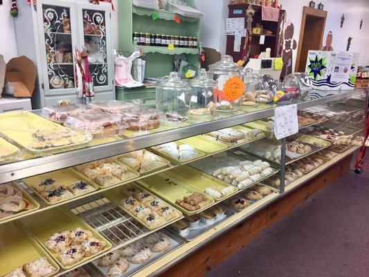 The main baked goods display cases in adjoining building