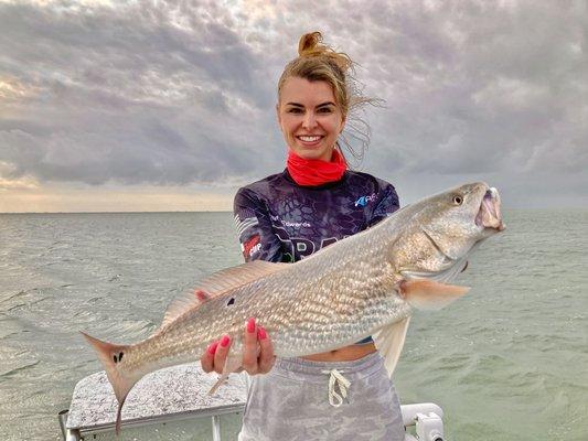 Redfish caught during a beautiful South Padre sunrise.