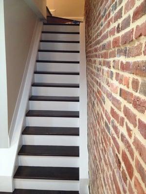 Stained and painted staircase.