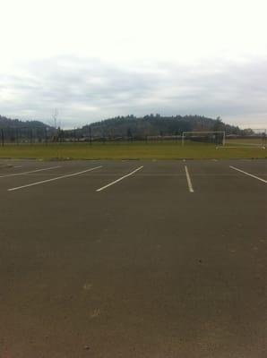 Fenced in soccer field in beautiful shape