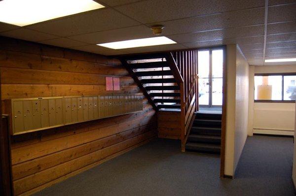 Mail boxes conveniently located inside the building.