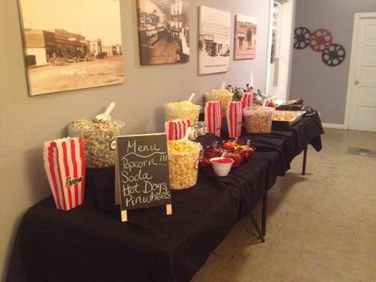 Popcorn party in the lobby of the Plains Theater!