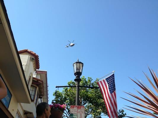 Helicopter leading the 2013 parade.