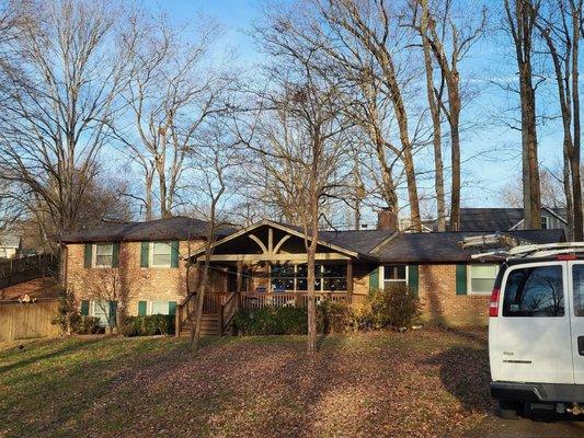 The roof structure over the porch was completely rebuilt.