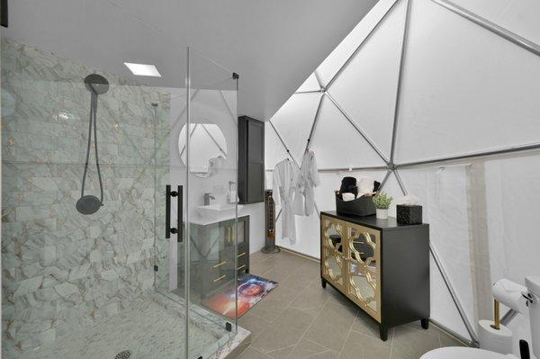 Private Bathroom In Our Luxury Geo Dome