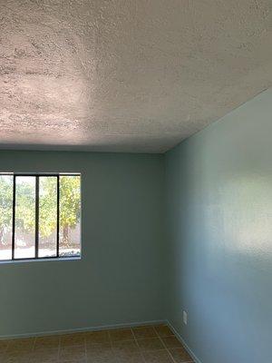 After repairs to ceiling drywall and paint .