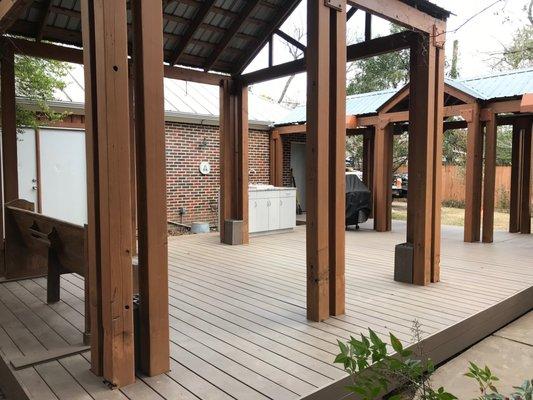 Installed new bamboo composite deck and refurbished redwood structure.