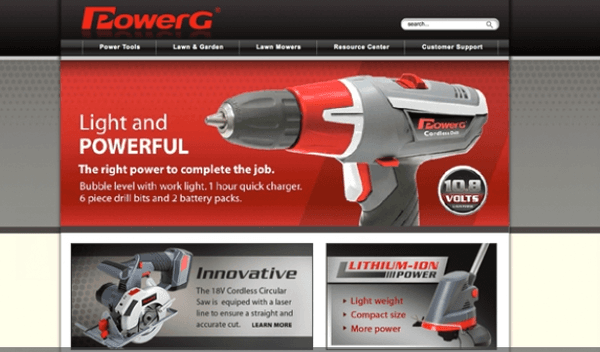 Website design and development for a power tool manufacturer.