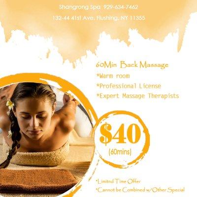 ONLY $39.99 - 60Min Back Massage